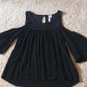 Black open shoulder top